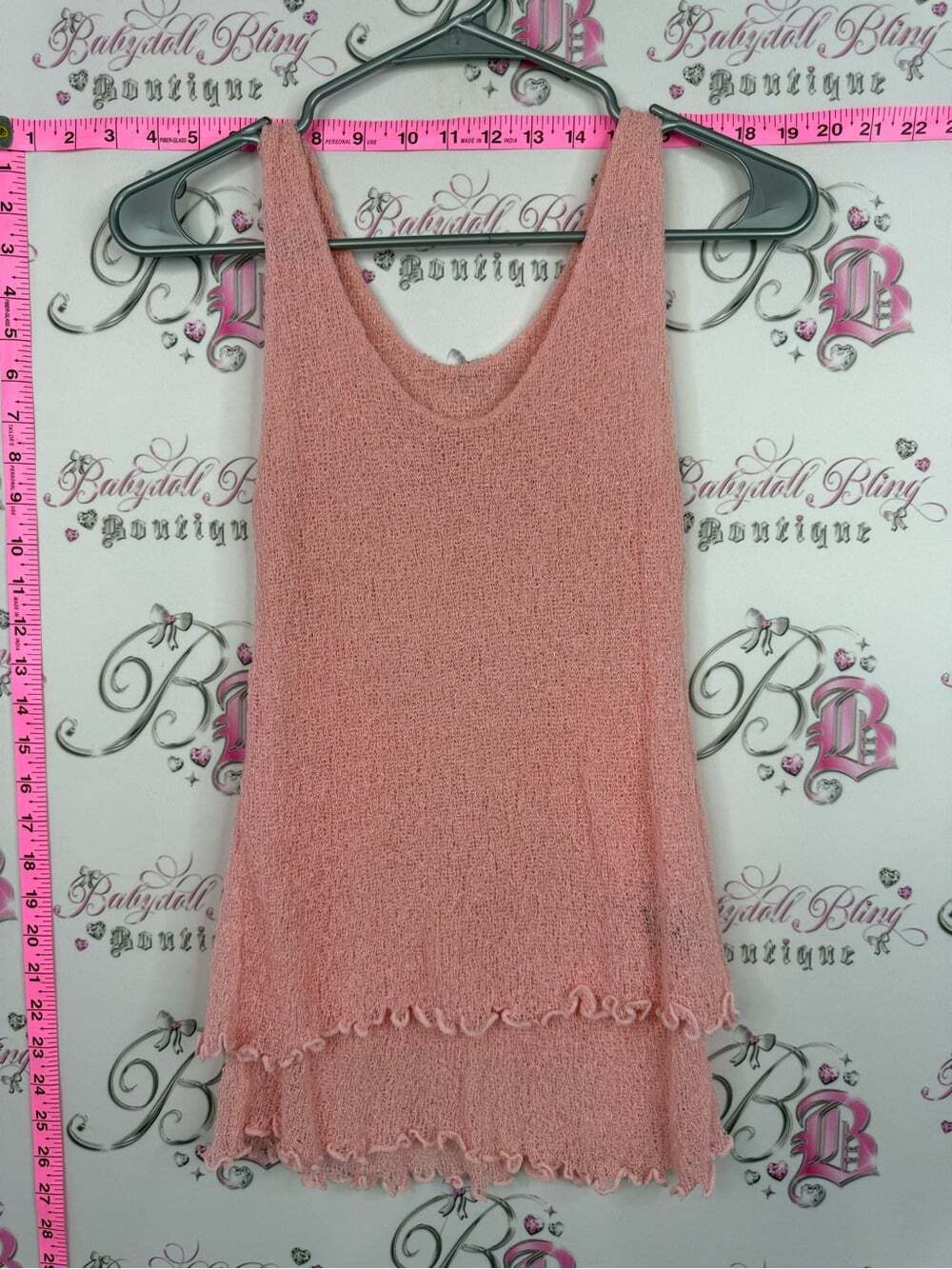 Jungle Girl Kauai shirt tank top coral orange Pink Textured Sleeveless Top